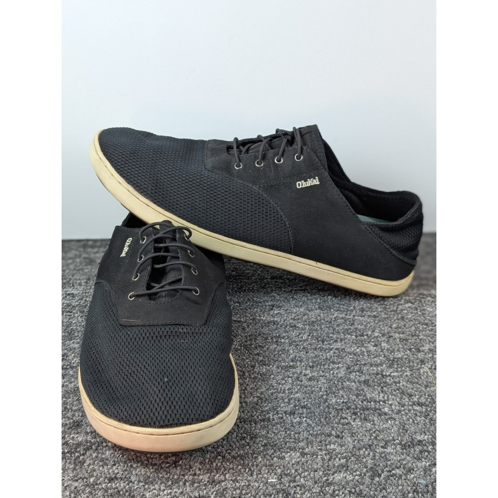 OLUKAI Shoes Men's 12 Nohea Moku Mesh Slipon Black No-Tie Comfort Casual Sneaker